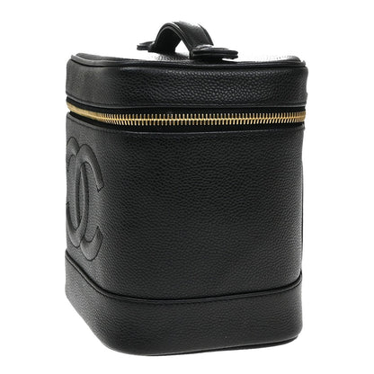 Chanel Vintage Timeless Vanity Case Caviar, BLACK, LEATHER, Handbag