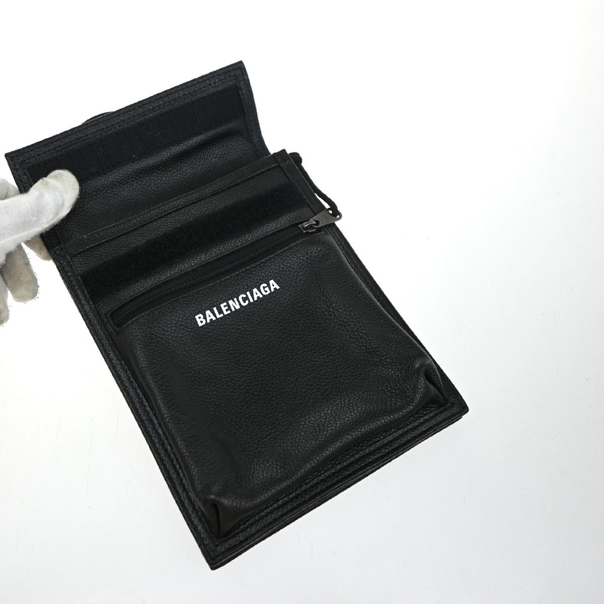 Balenciaga Explorer Strap Pouch Leather, BLACK, LEATHER, Shoulder bag