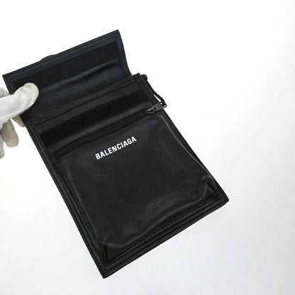 Balenciaga Explorer Strap Pouch Leather, BLACK, LEATHER, Shoulder bag