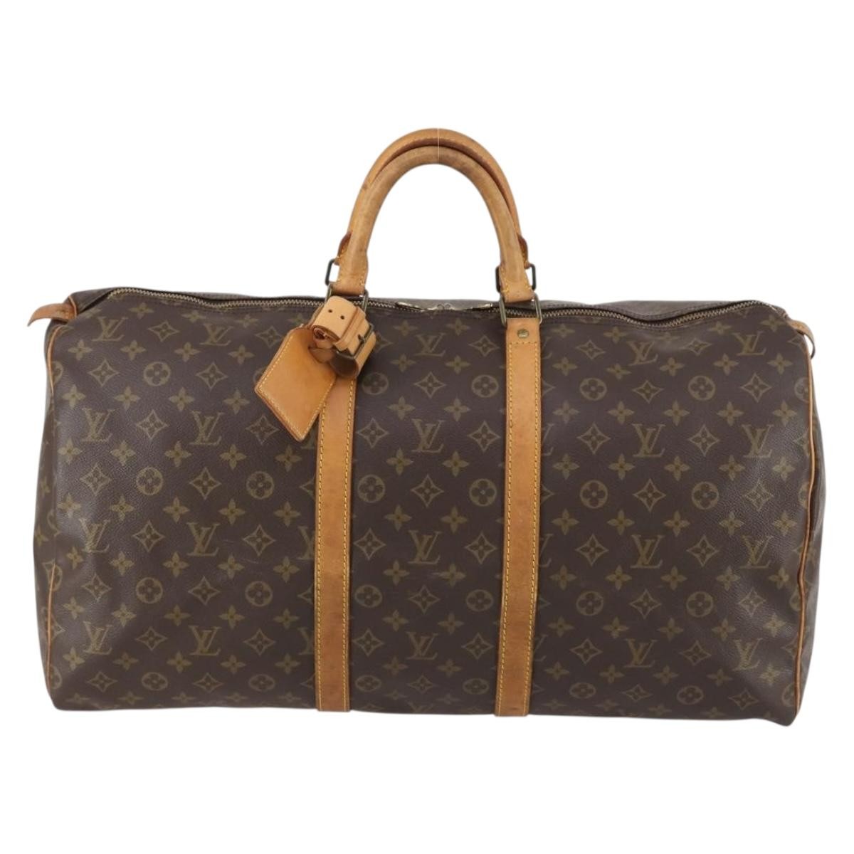 Louis Vuitton Keepall Bag Monogram Canvas, BROWN, CANVAS, Travel bag