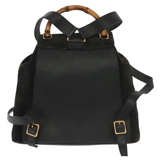 Gucci Bamboo Tassel Backpack Suede, BLACK, SUEDE, Backpack