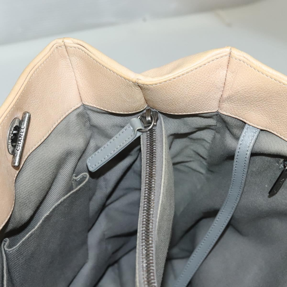 Chanel Petite Shopping Tote Quilted Calfskin, BEIGE, LEATHER, Tote bag