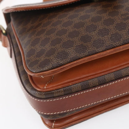 Celine Vintage Macadam Shoulder Bag Canvas and Leather, BROWN, CANVAS, Shoulder bag