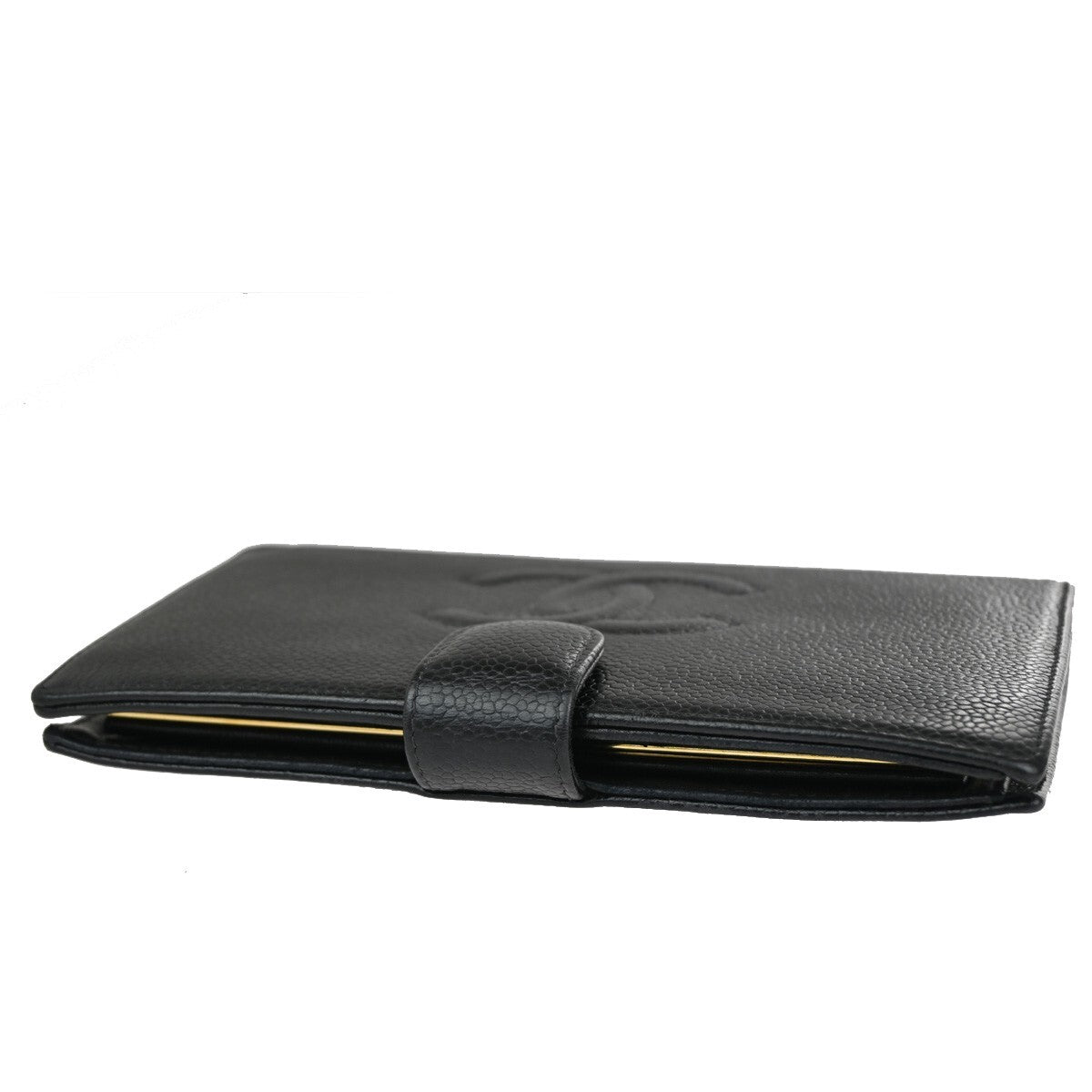 Chanel CC Bifold Wallet Quilted Caviar, BLACK, LEATHER, Wallets