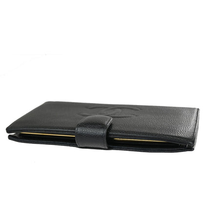 Chanel CC Bifold Wallet Quilted Caviar, BLACK, LEATHER, Wallets