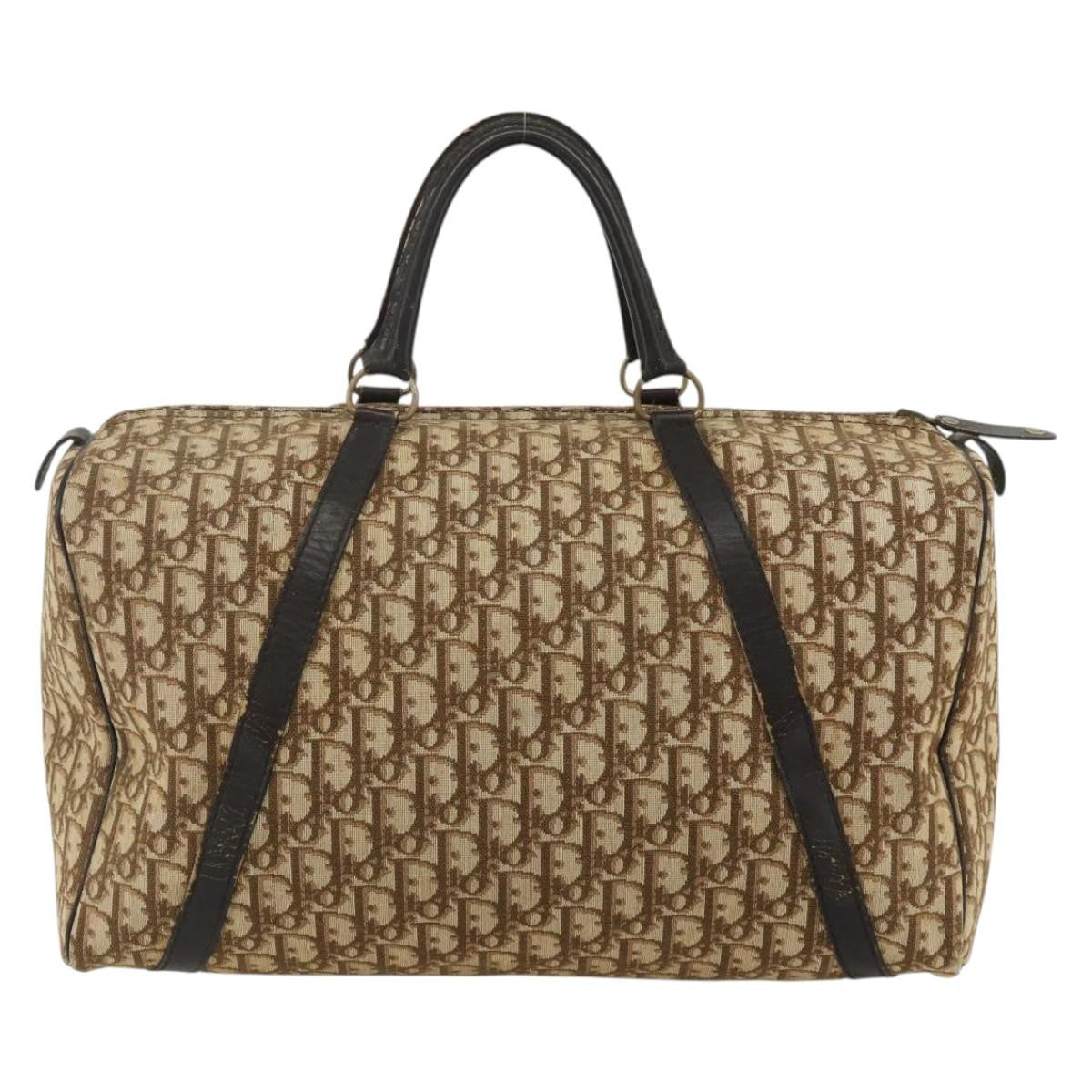 Christian Dior Vintage Trotter Boston Bag Diorissimo Canvas, Beige, Canvas, Handbag