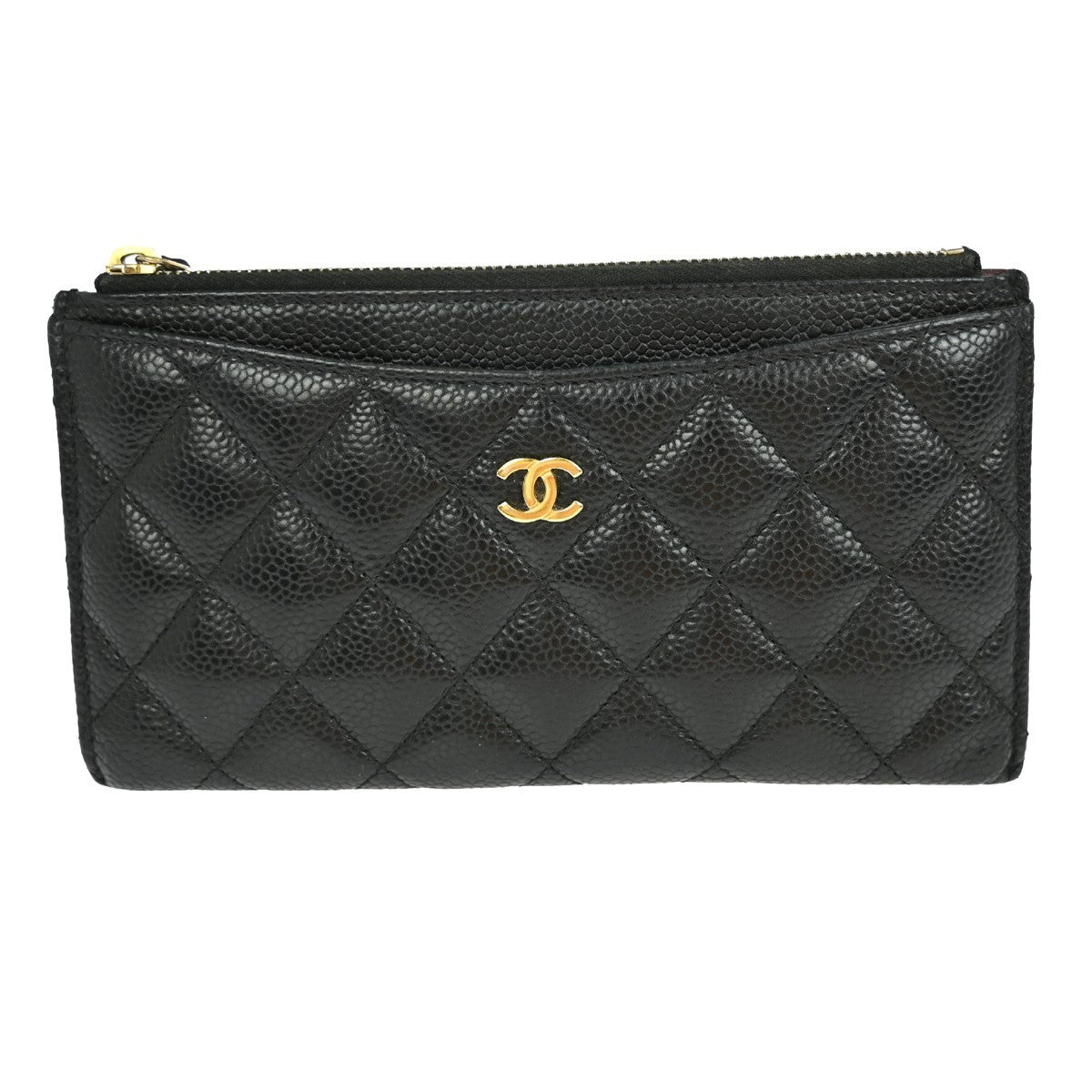 Chanel CC Card Case Quilted Caviar, BLACK, LEATHER, Wallets