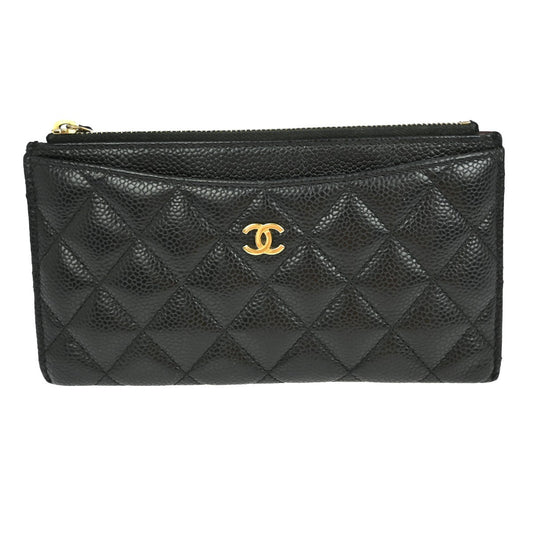 Chanel CC Card Case Quilted Caviar, BLACK, LEATHER, Wallets