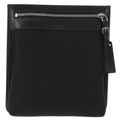 Gucci Vintage Flat Messenger Bag Nylon and Leather, BLACK, NYLON, Shoulder bag