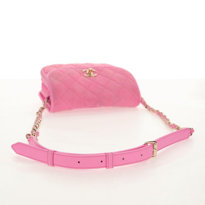 Chanel Flap Messenger Bag Quilted Denim, PINK, CANVAS, Shoulder bag