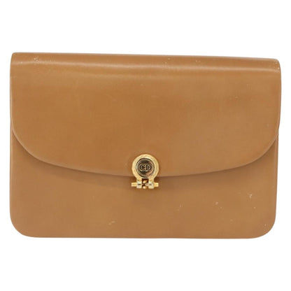 Christian Dior Vintage CD Chain Flap Shoulder Bag Leather, BEIGE, LEATHER, Shoulder bag