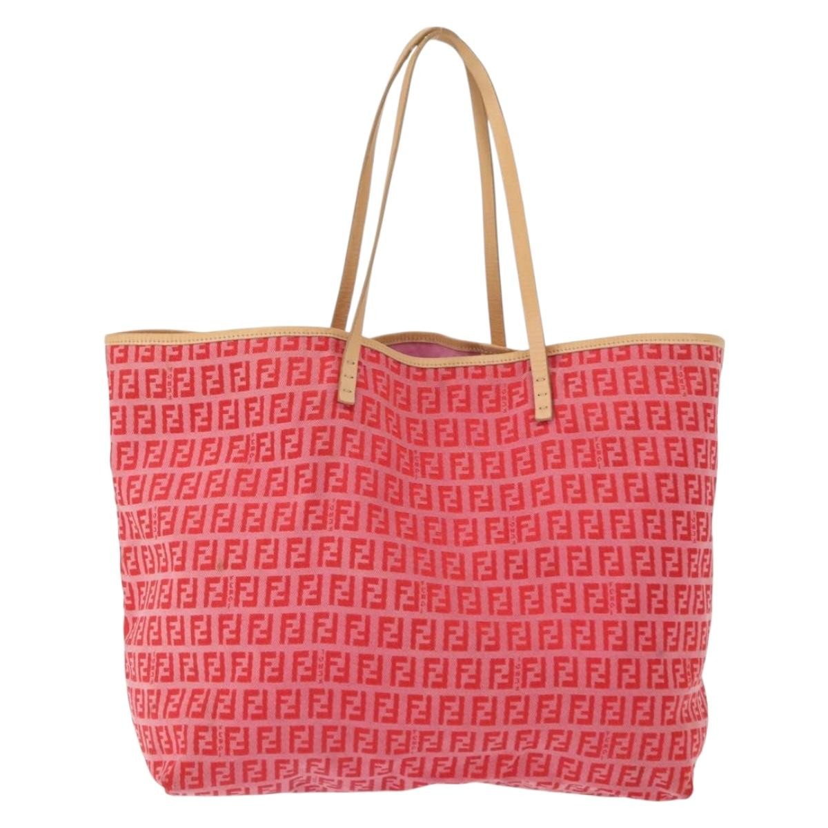 Fendi Roll Tote Zucchino Canvas, RED, CANVAS, Tote bag