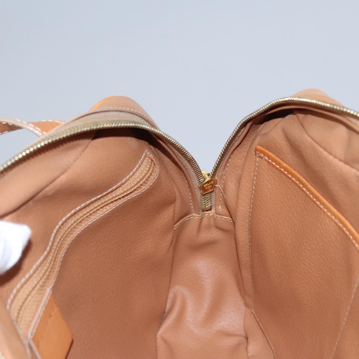 Celine Vintage Macadam Handbag Canvas and Leather, BEIGE, PVC, Handbag