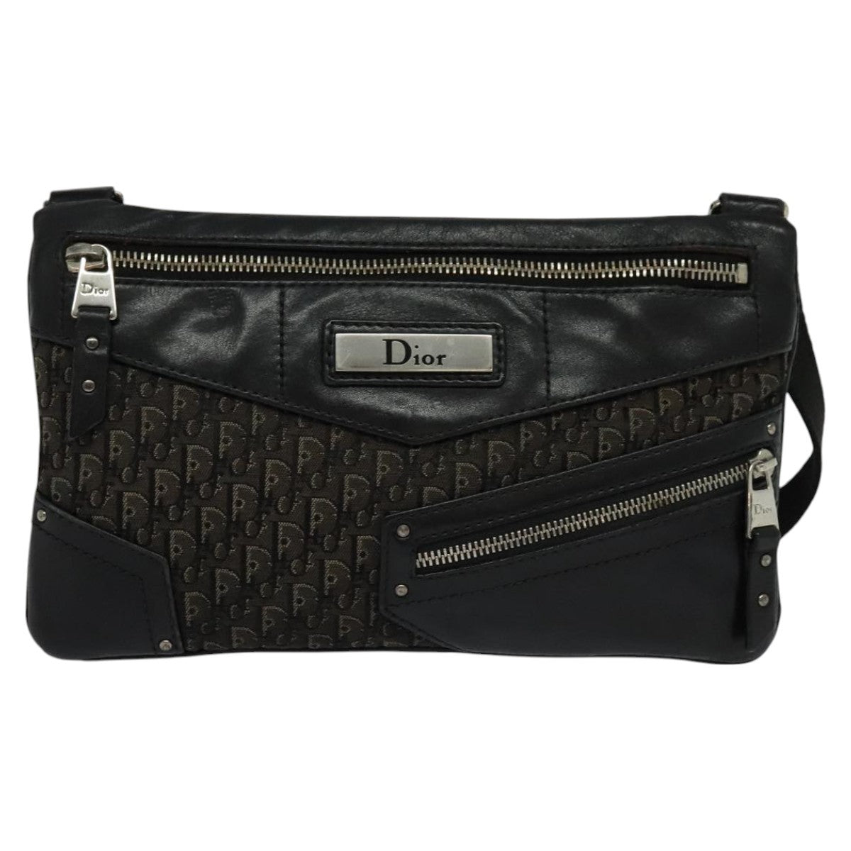 Christian Dior Vintage Trotter Shoulder Bag Canvas, BLACK, CANVAS, Shoulder bag