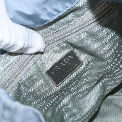 Prada Vela Double Front Pocket Backpack Tessuto with Saffiano Leather, BLUE, NYLON, Backpack