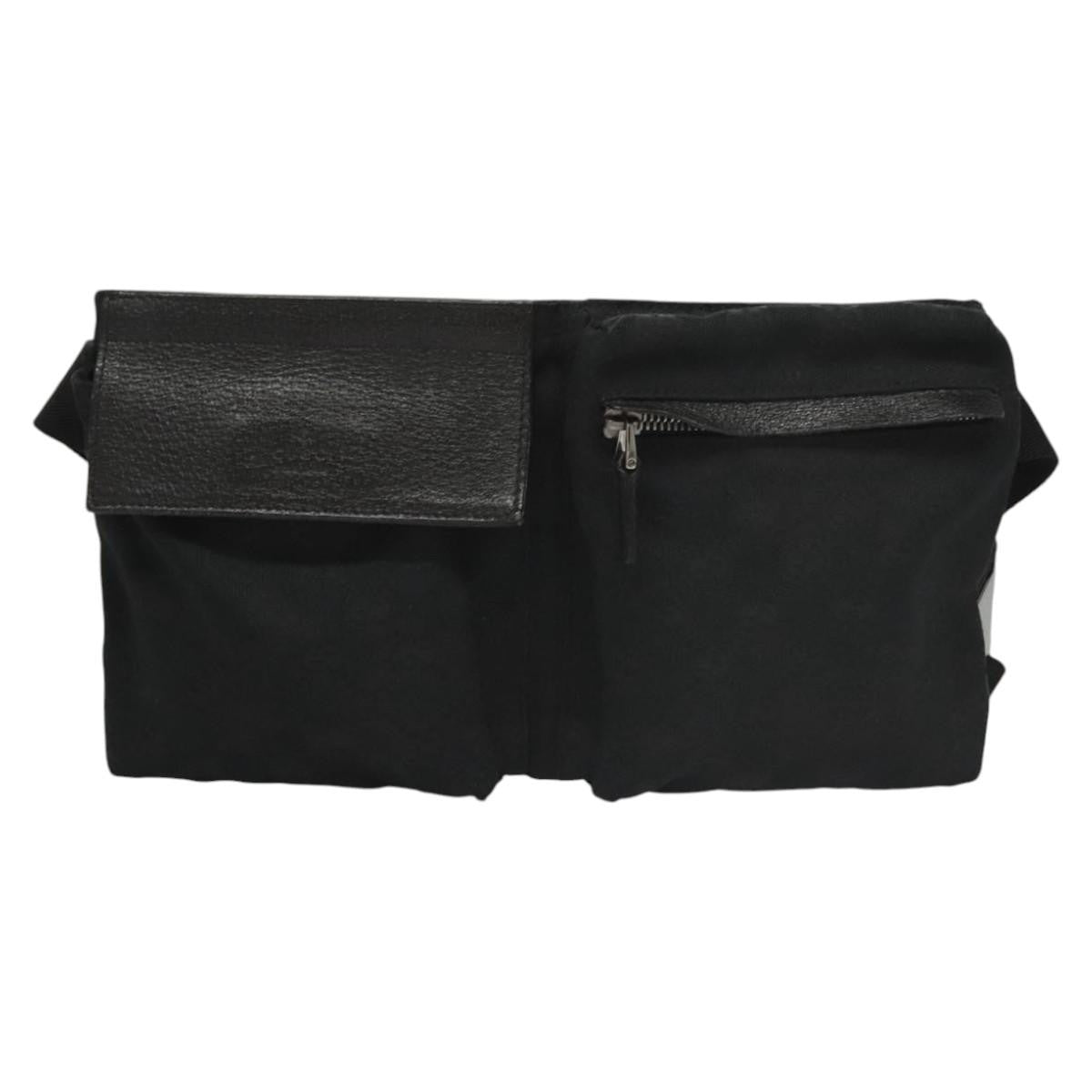 Gucci Vintage Double Belt Bag GG Canvas with Leather, BLACK, CANVAS, Shoulder bag