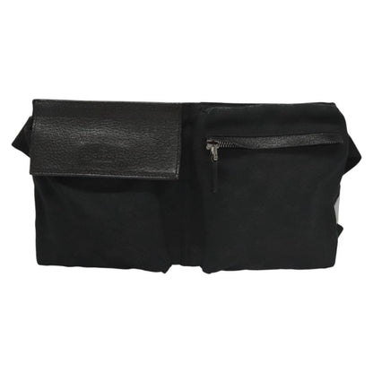 Gucci Vintage Double Belt Bag GG Canvas with Leather, BLACK, CANVAS, Shoulder bag