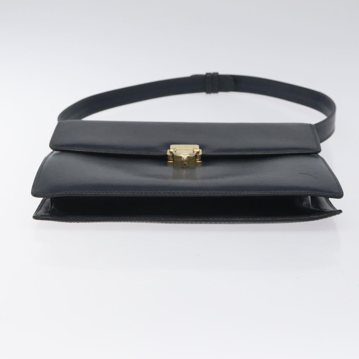 Celine Flap Shoulder Bag Leather, NAVY, LEATHER, Shoulder bag