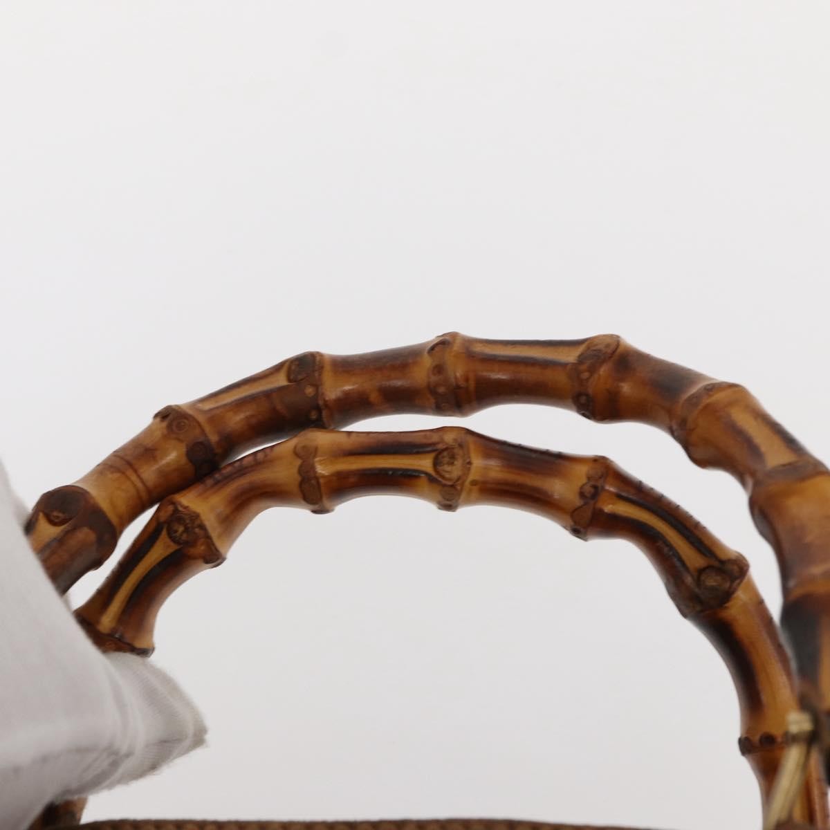 Gucci Vintage Bamboo Front Pocket Tote Suede, BROWN, SUEDE, Tote bag