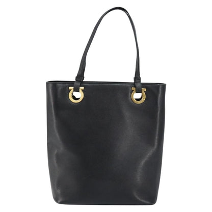 Salvatore Ferragamo Gancini handbag Leather, BLACK, LEATHER, Handbag