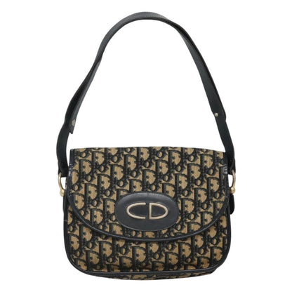 Christian Dior Vintage CD Logo Shoulder Bag Leather, NAVY, CANVAS, Shoulder bag