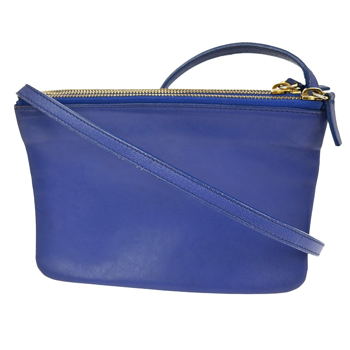 Celine Trio Crossbody Bag Leather, BLUE, LEATHER, Shoulder bag