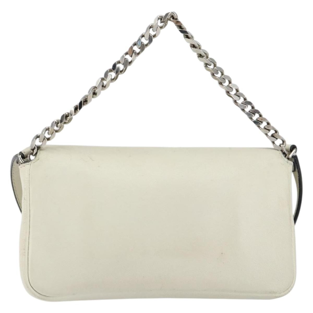 Fendi Monster Baguette Leather, WHITE, LEATHER, Shoulder bag