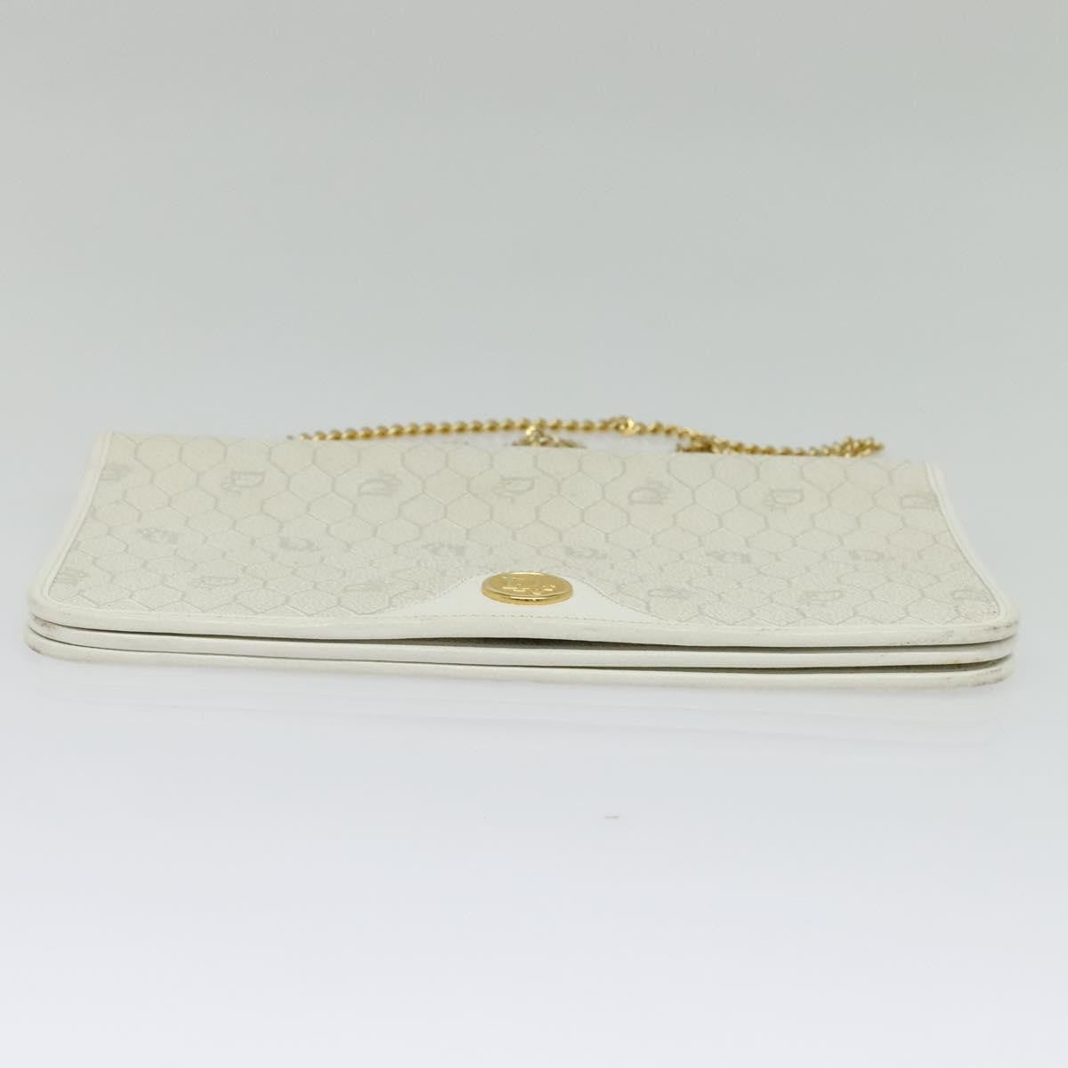 Christian Dior Vintage Honeycomb chain Canvas, WHITE, CANVAS, Handbag