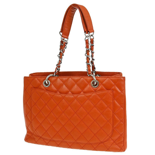 Chanel Grand Shopping Tote Quilted Caviar, ORANGE, LEATHER, Tote bag