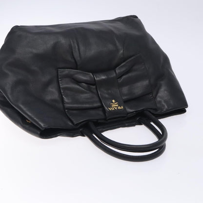Prada Bow Tote Leather, BLACK, LEATHER, Handbag