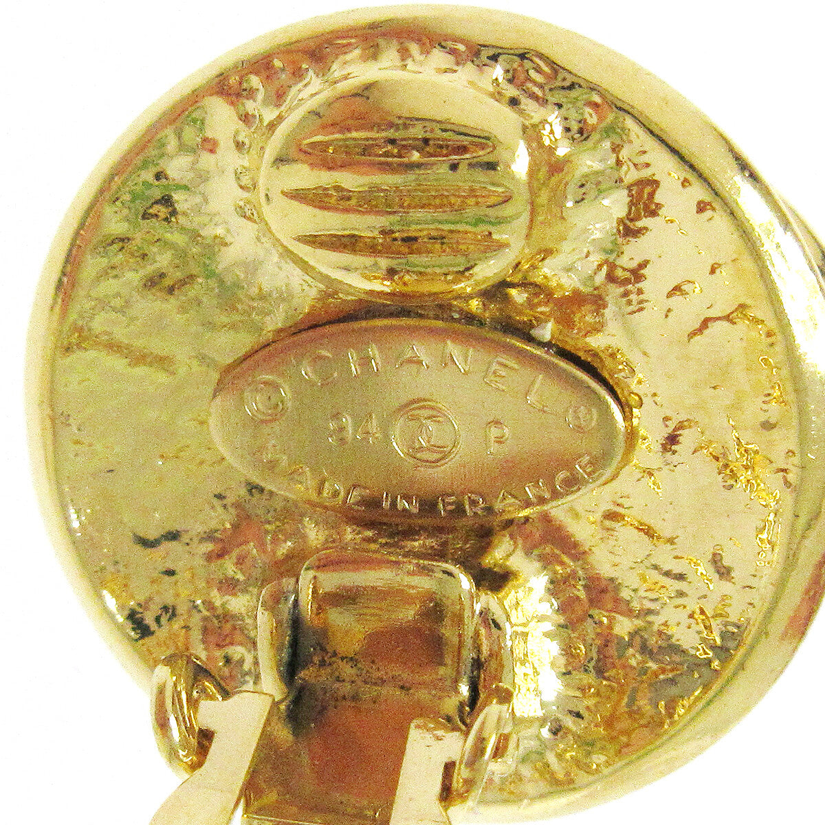 Chanel Vintage Round CC Clip-On Earrings Metal, GOLD, GOLD_PLATED, Earrings