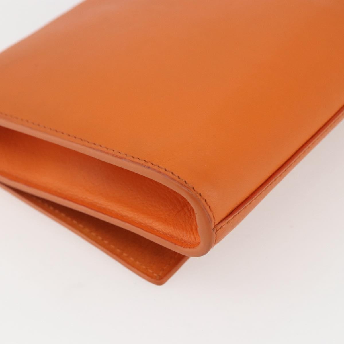 Saint Laurent Chyc Clutch Leather, ORANGE, LEATHER, Clutche & pouche