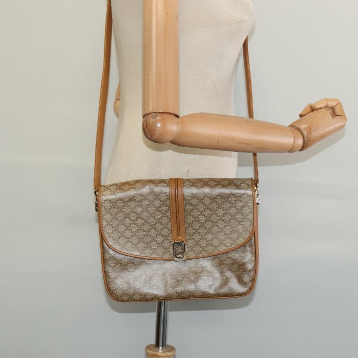 Celine Macadam Shoulder Bag PVC Leather, BEIGE, CANVAS, Shoulder bag