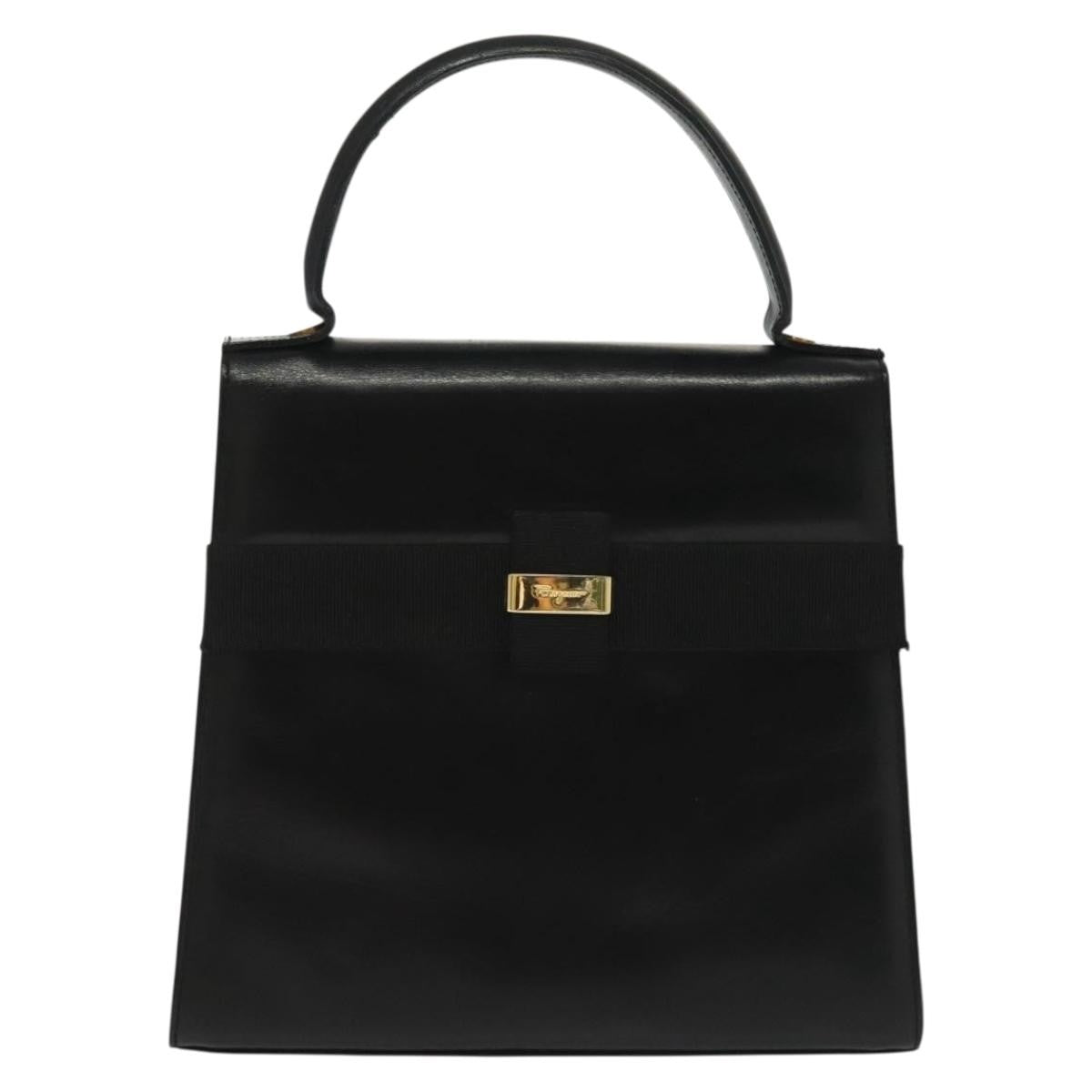 Salvatore Ferragamo Vala Handbag Leather, BLACK, LEATHER, Handbag