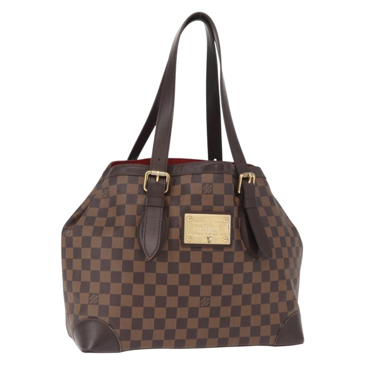 Louis Vuitton Hampstead Handbag Damier, BROWN, CANVAS, Tote bag