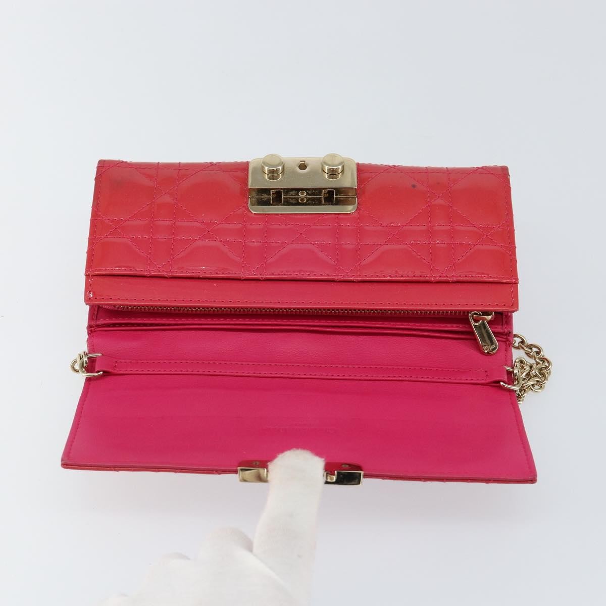 Christian Dior New Lock Pouch Cannage Quilt Patent, PINK, PATENT_LEATHER, Clutche & pouche