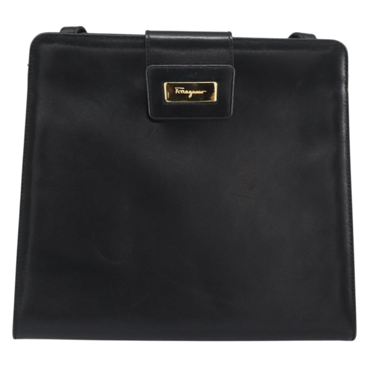 Salvatore Ferragamo Vintage Shoulder Bag Leather, BLACK, LEATHER, Shoulder bag