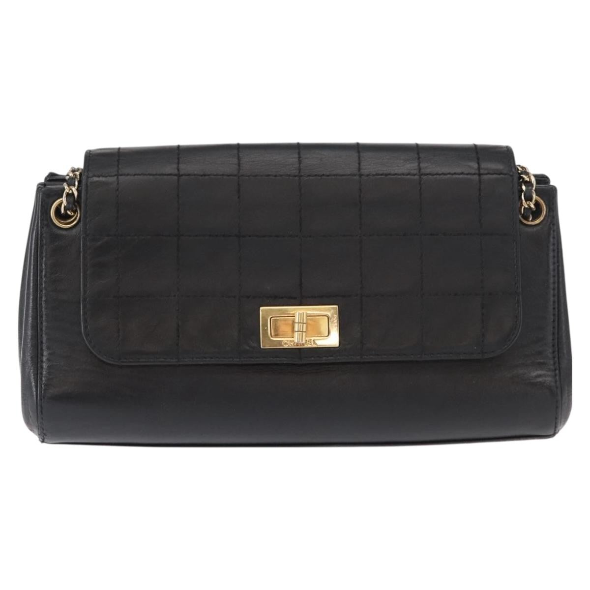 Chanel Chocolate Bar Accordion Reissue Flap Bag Quilted Lambskin, BLACK, LEATHER, Shoulder bag