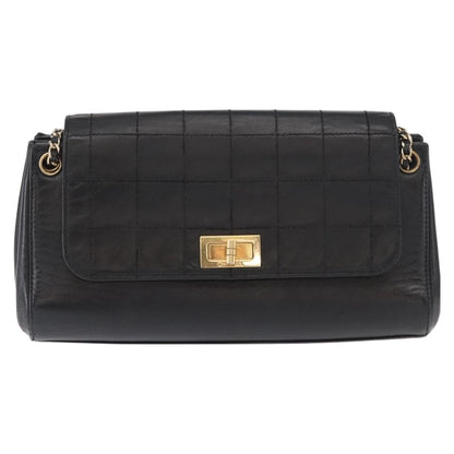 Chanel Chocolate Bar Accordion Reissue Flap Bag Quilted Lambskin, BLACK, LEATHER, Shoulder bag