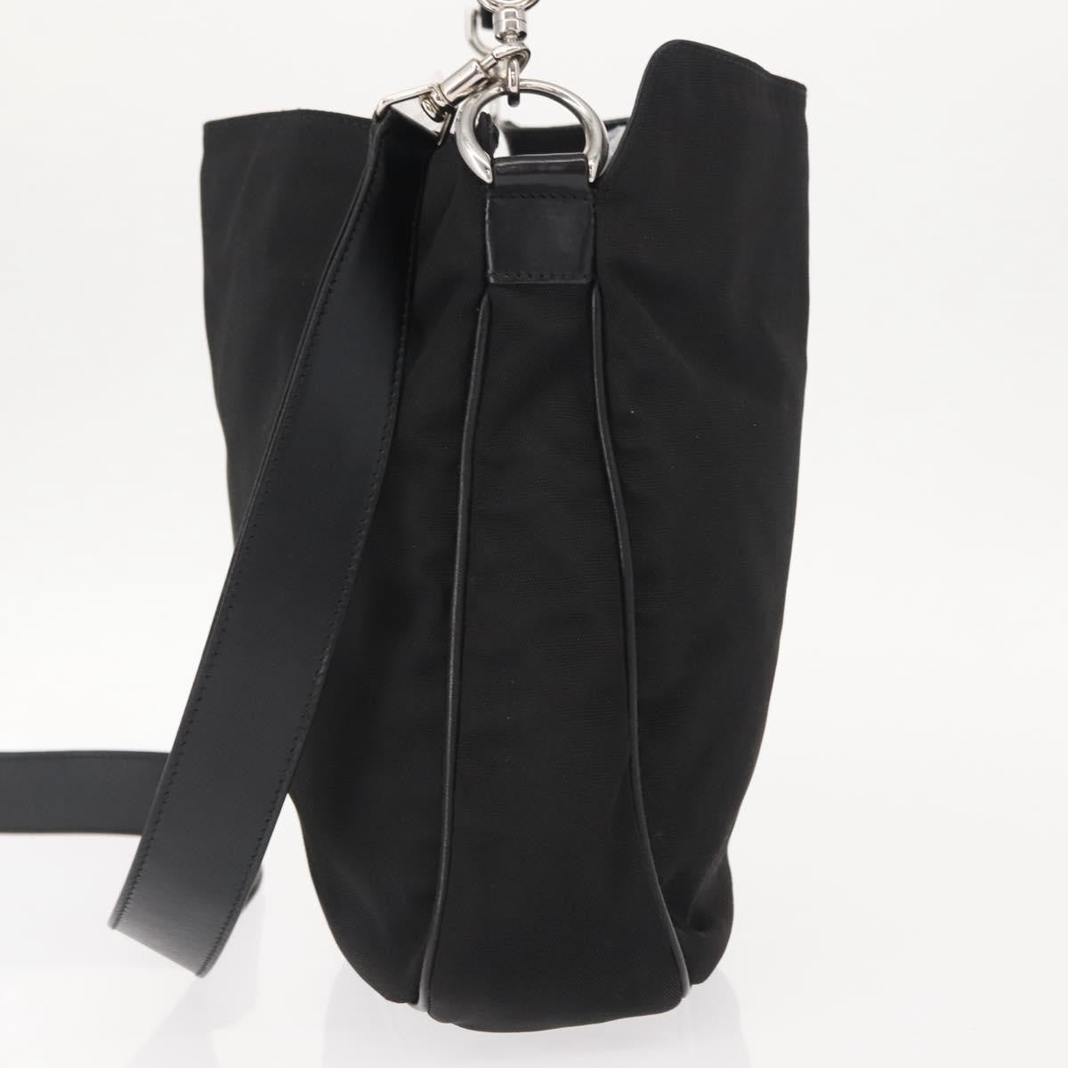 Gucci Vintage Bamboo Handle Bag Nylon, Black, Nylon, Handbag