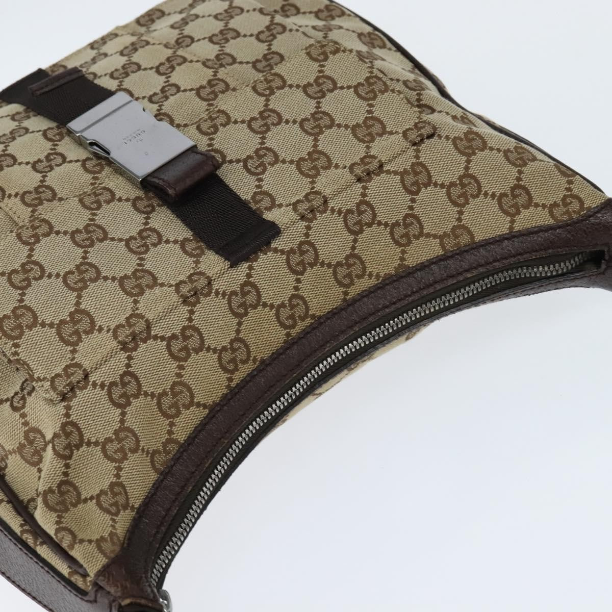 Gucci Front Pocket Messenger Bag GG Canvas, BEIGE, CANVAS, Shoulder bag