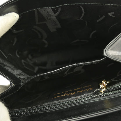 Salvatore Ferragamo Gancini handbag Leather, BLACK, LEATHER, Handbag