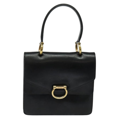 Celine Gancini Handbag Leather, BLACK, LEATHER, Handbag