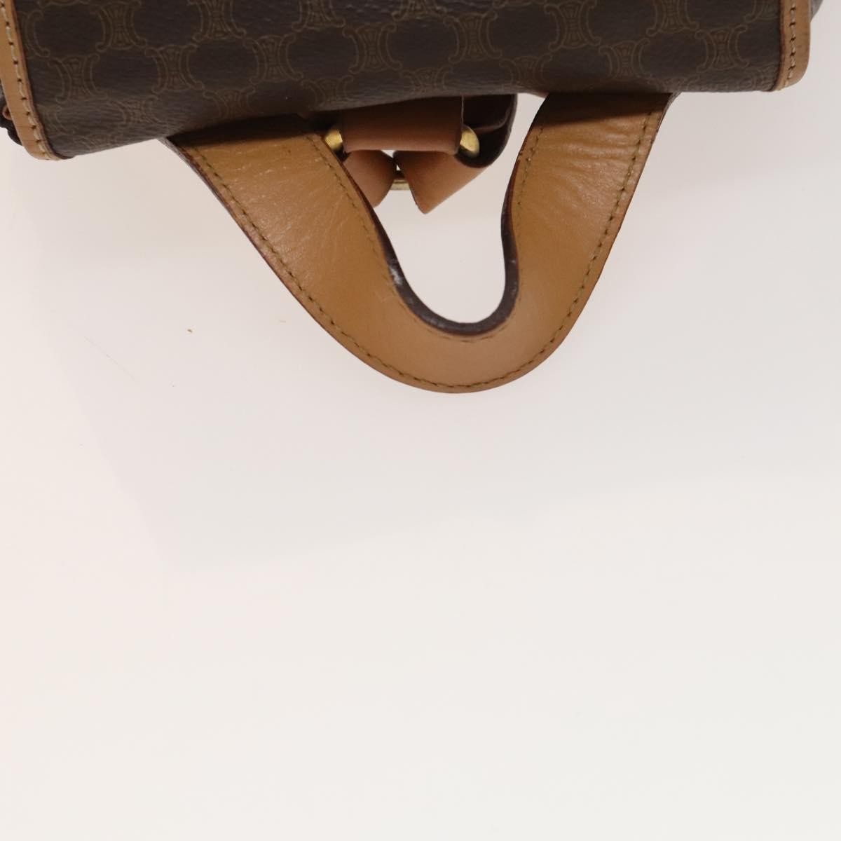 Celine Vintage Drawstring Flap Backpack Macadam Coated Canvas, BROWN, CANVAS, Backpack