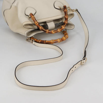 Gucci Diana Bamboo Top Handle Tote Leather, WHITE, LEATHER, Tote bag