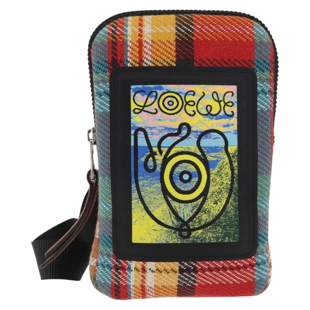 Loewe Eye/Loewe/Nature Zip Neck Pouch Canvas with Applique, MULTICOLOUR, CANVAS, Clutche & pouche