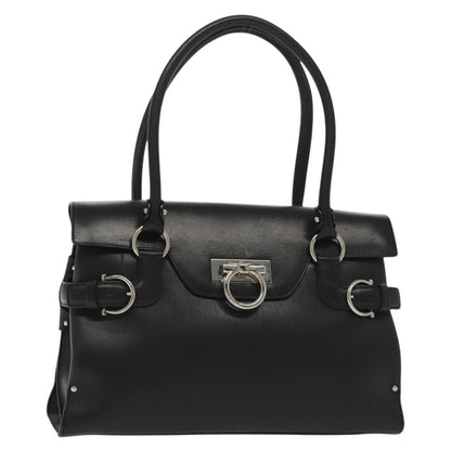 Salvatore Ferragamo Virna Satchel Leather, BLACK, LEATHER, Handbag