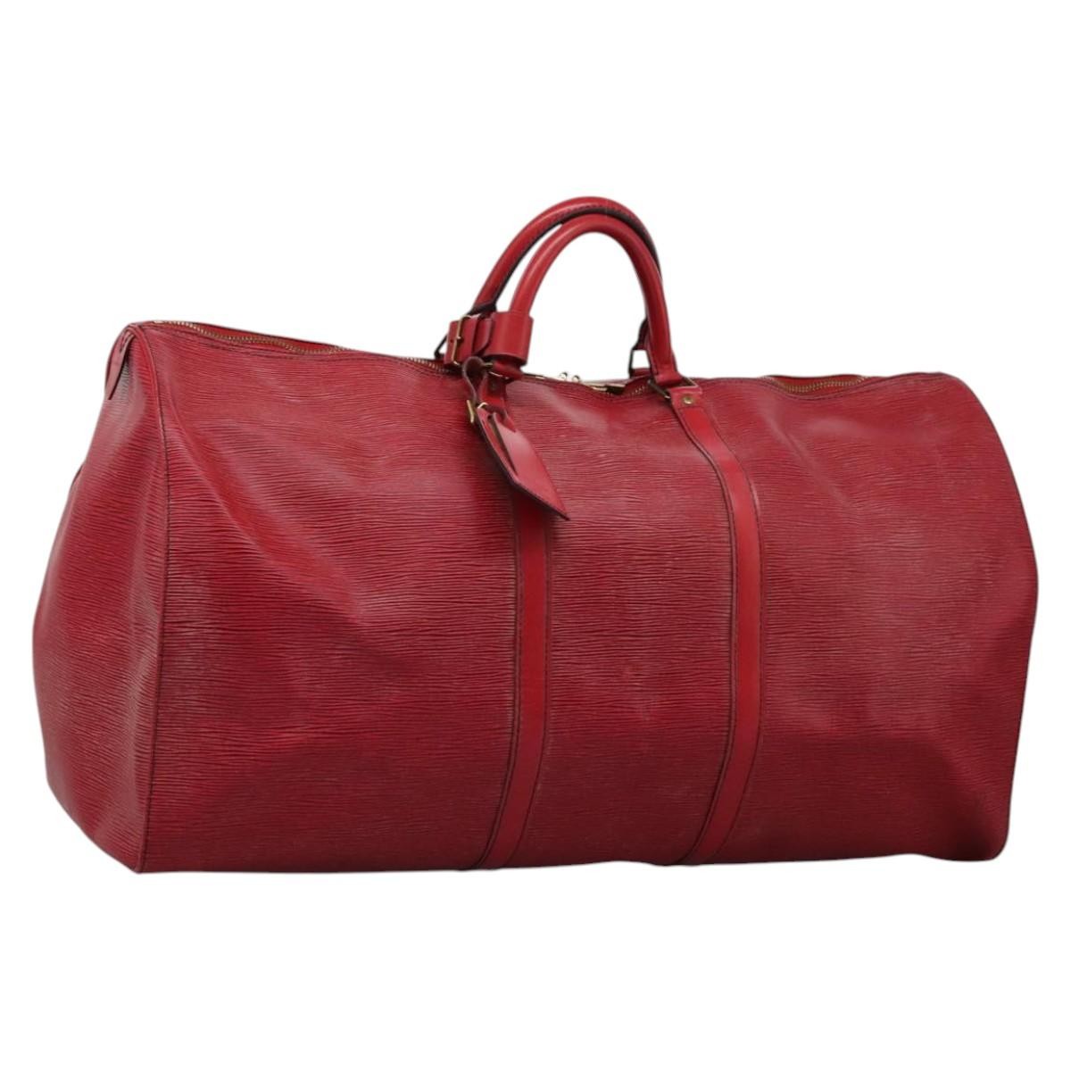 Louis Vuitton Keepall Bag Epi Leather, RED, LEATHER, Travel bag