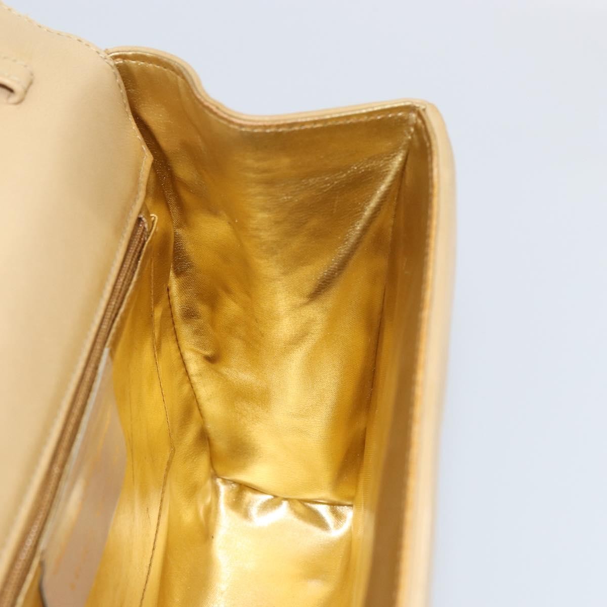 Salvatore Ferragamo Vintage Chain Handbag Leather, BEIGE, LEATHER, Handbag