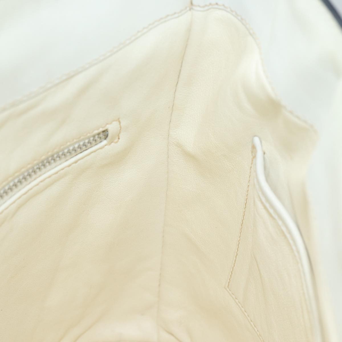 Celine Circle logo Leather, WHITE, LEATHER, Shoulder bag